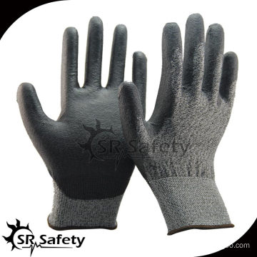 SRSAFETY 18G knitted liner coated PU Anti-cut safety working gloves